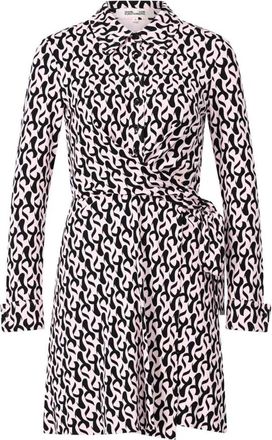 Diane Von F&uuml;rstenberg Elegante Wikkeljurk met Abstract Patroon - Dames - Korte kleedjes - Roze - XL - Kleedjes