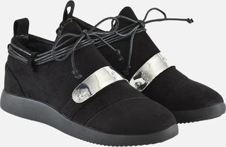 XY London Womens XY London Womens/Ladies Evanescence Metallic Detail Lace Up Flat Trainers - Black - Size: 5