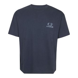 C.P. Company T-Shirts, male, Blue, Size: XL 30/1 Jersey Comfort Logo T-Shirt