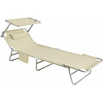 SoBuy Tumbona, Tumbona De Relaci&oacute;n Con Respaldo Reclinable Y Parasol, Tumbona Plegable Ogs48-mi Sobuy Es