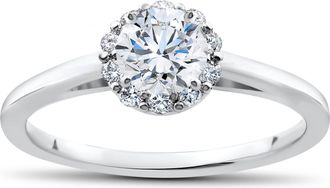 Pompeii3 3/4 Ct Lab Created Diamond Madelyn Halo Engagement Ring 14k White Gold Size Selectable