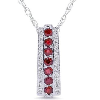 Pompeii3 1 1/2ct Ruby & Diamond Pendant 14 Karat White Gold 1 Tall