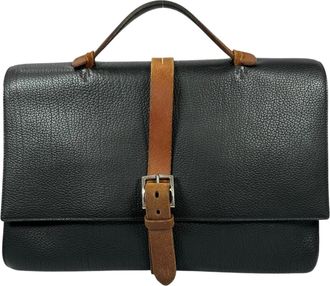Herm&egrave;s Black Fjord Leather Document Case (Pre-Owned)