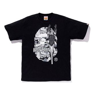 A Bathing Ape x Marvel Camouflage Ape Head Logo T-Shirt Black Iron Man 1F23110928