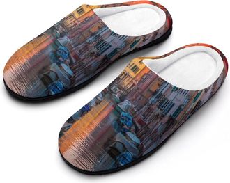 Generic Canals Venice Italy Sunset Slippers Men Winter Warm Cotton Anti-Slip Indoor Slip-Ons House Shoes