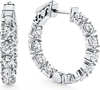 Pompeii3 3 3/4Ct Diamond Inside Outside Hoops 14k Gold 1 Lab Grown Womens Earrings