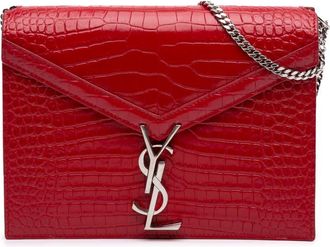 Saint Laurent Pre-owned Saint Laurent Croc Embossed Leather Monogram Cassandra Clasp Bag Ladies CDWOJSD6ZK75E6MA