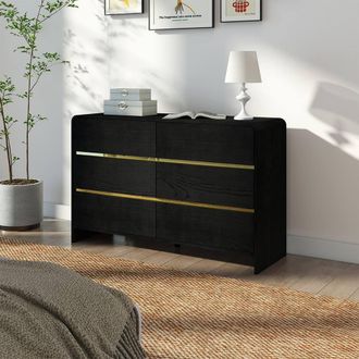Melody Maison Black 6 Drawer Chest Of Drawers - Meridian Black Range
