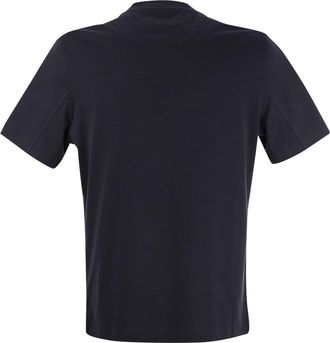 Brunello Cucinelli Graphic Print Cotton T-Shirt - Navy