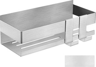 OEM Estante De Ducha De Acero Inoxidable, No Requiere Perforaci&oacute;n, Estante De Pared Peque&ntilde;o, Con 2 Ganchos, Cesta De Ducha De 22 Cm, Plateado