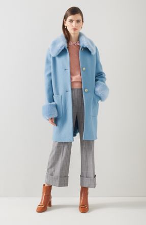 L.k. Bennett Womens Esme Coats,Powder Blue - Size 20 UK