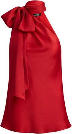 Ralph Lauren Strik-nek Top - Dames - Tops zonder mouwen - Rood - 2XS - Polyester - Tops