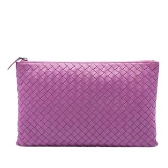 Bottega Veneta Pre-owned Clutches, female, Purple, Size: ONE SIZE Pre-owned Woven Nappa Clutch