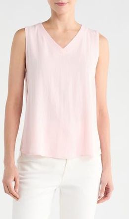 Renee C Linen V-Neck Sleeveless Tank Top in Pink at Nordstrom Rack, Size X-Small