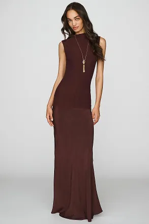 Misha Collection Boucle Stretch Silk Contrast Maxi Dress
