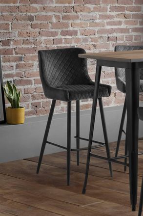 Julian Bowen Luxe Diamond Quilted Upholstered Bar Stool (Set of 2) in Grey