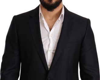 Dolce & Gabbana Mens Blue Pattern Martini Slim Fit 2 Piece Suit Wool