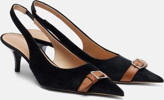 J.W.Anderson Leather-trimmed velvet slingback pumps