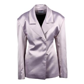 16Arlington Lange Satin Jas - Dames - Blazers - Paars - S - Polyester - Jassen