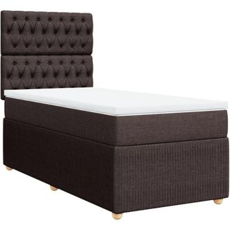 vidaXL Cama Box Spring Con Colch&oacute;n Tela Marr&oacute;n Oscuro 80x200 Cm Vidaxl