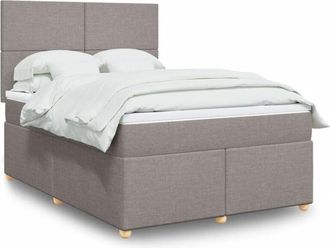 vidaXL Vidaxl - Cama Box Spring Con Colch&oacute;n Tela Gris Taupe 140x190 Cm