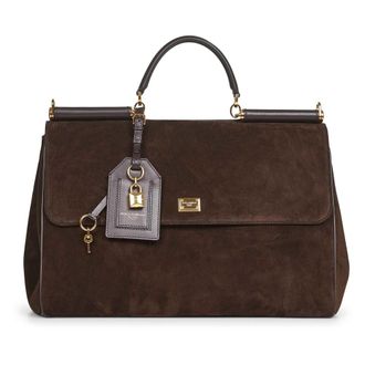 Dolce & Gabbana Brown Leather Shoulder Bag with Lock
