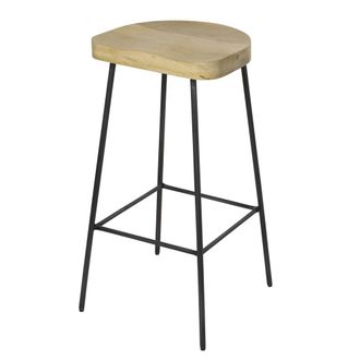 Maisons du monde Taburete de mango macizo y acero negro H75