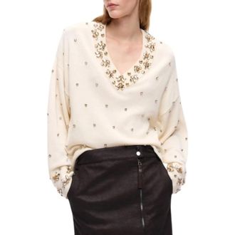 Pinko Pinko - V-hals Breiwerk - Dames - Truien - Wit - Maat: XS Wol