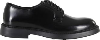 Doucal's Black Polished Leather Lace-Up Derby Loafers