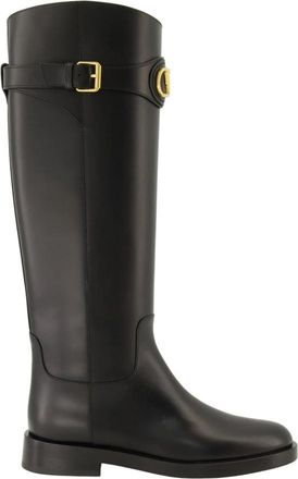 Valentino Garavani VLogo Boots - Dames - Hoge Laarzen - Zwart - 39 EU - Leer - Schoenen