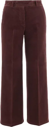 Ql2 Quelledue Wide-Leg Bordeaux Corduroy Pants With Belt Loops And Pockets
