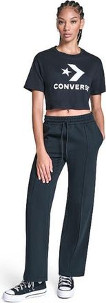 Converse Star Chevron Cropped T-Shirt in Converse Black at Nordstrom, Size X-Large