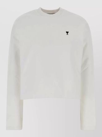 Ami cropped cotton sweatshirt long sleeves crew neck