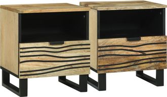 vidaXL Armario de Noche con cajón 2 pcs Marrón 40 x 33 x 46 cm Vidaxl