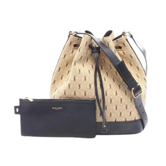 Saint Laurent Bolso tipo cubo Pre-owned Le Monogram de lona revestida - Pre-owned - Mujer - Beige - ONE SIZE