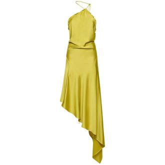 The Attico Kleedjes, Dames, Geel, S, Polyester, Sleeveless Asymmetric Dress