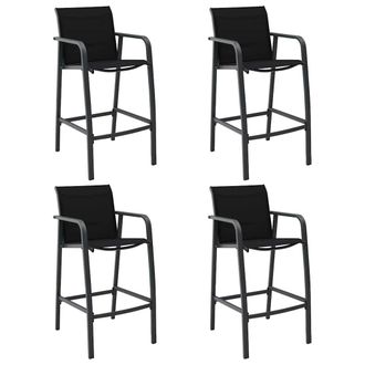 vidaXL Sillas Altas De Jard&iacute;n 4 Unidades Textilene Negro Vidaxl