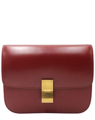 Celine Red Calfskin Leather Medium Box Bag (Authentic Pre-Loved)