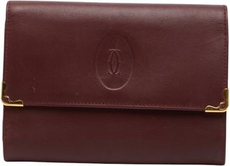 Cartier Bordeaux Wine Red Leather Wallet (Tri-Fold) (Pre-Owned)