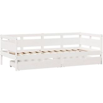 vidaXL Sof&aacute; Cama Con Cajones Madera Maciza De Pino Blanca 80x200 Cm Vidaxl
