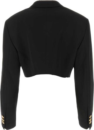 Palm Angels Womens Black Polyester Blend Boyfriend Blazer Blackgold Giacche E Gilet Jacket