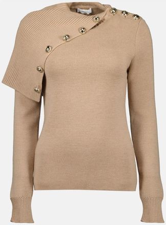 Paco Rabanne Beige Wollen Trui Herfst-Winter Collectie - Dames - Ronde hals truien - Beige - S - Wol - Truien & Vesten