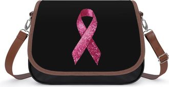 Generic Glitter Ribbon Cancer Awareness Fashion Womens Crossbody Bags Novelty Handbag Shoulder Bag Purse