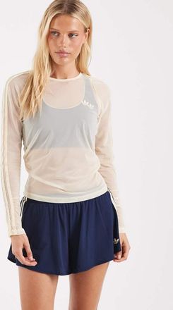 adidas adidas Originals top sportivo a maniche lunghe in bianco sporco-Giallo