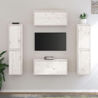 Berkfield Home TV Cabinets 6 pcs White Solid Wood Pine