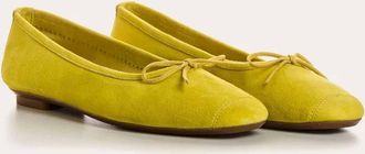 Reqins Womens Ballerinas Harmony Suede Leather Flat In Yellow
