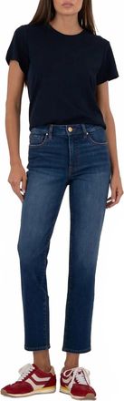 Kut from the Kloth Reese High Rise Fab Ab Straight Jeans In Attain Dark Wash Base
