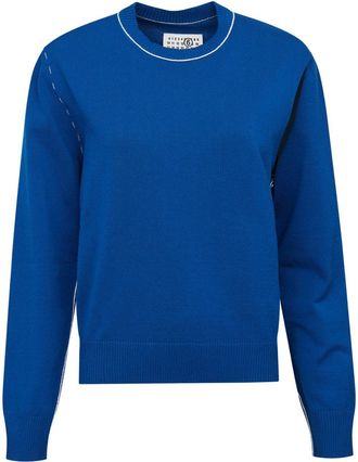 Maison Margiela crew-neck cut-out jumper - women - Polyester/Elastane/Viscose/Viscose - M - Blue