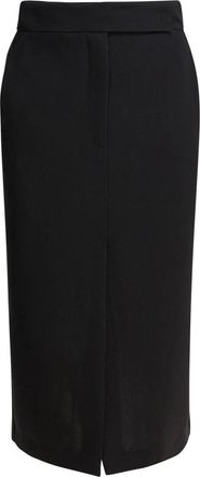 Semper Midi Rok Met Dubbele Split - Dames - Kokerrokken - Zwart - L - Leer - Rokken