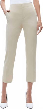 Alice & Olivia Nicky Chino Waistband Slim Ankle Pants In Latte